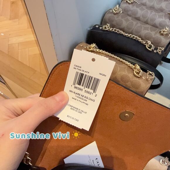 NWT Coach Mini Klare Crossbody Bag Signature Canvas CW206 TAN/BLACK - Picture 6 of 6